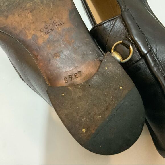 Vintage Gucci Classic Brown Leather Horsebit Loafers Men’s 43 1/2 S main image 15